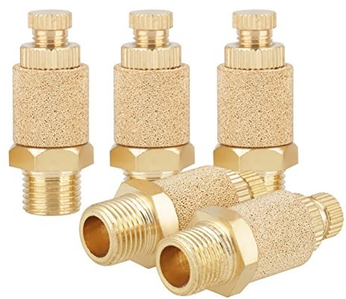 aladdien - Lucht Demper - Geluidsreductie - 5 Stuks - Pneumatische verbinding - Messing verbindingsstukken - Voor optimale prestaties - Geschikt voo..