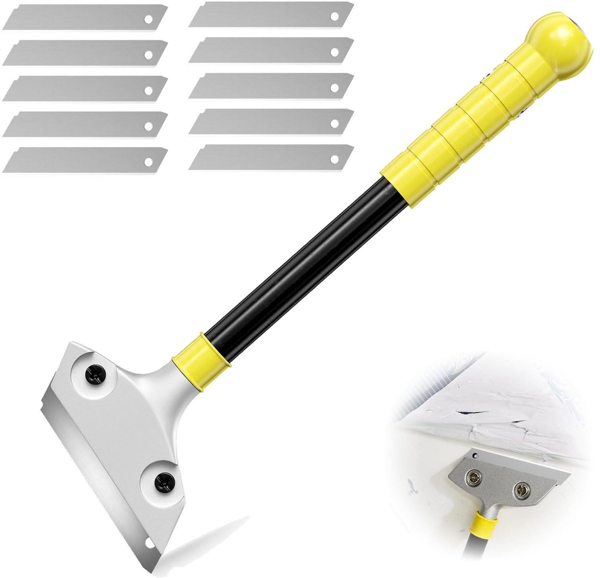 Allecto - Wallpaper Scraper Set - Professionele Muurschildering Gereedschap - 30 cm - Rubberen Handgreep - 10 Vervangbladen - Ideaal voor Verf en B..