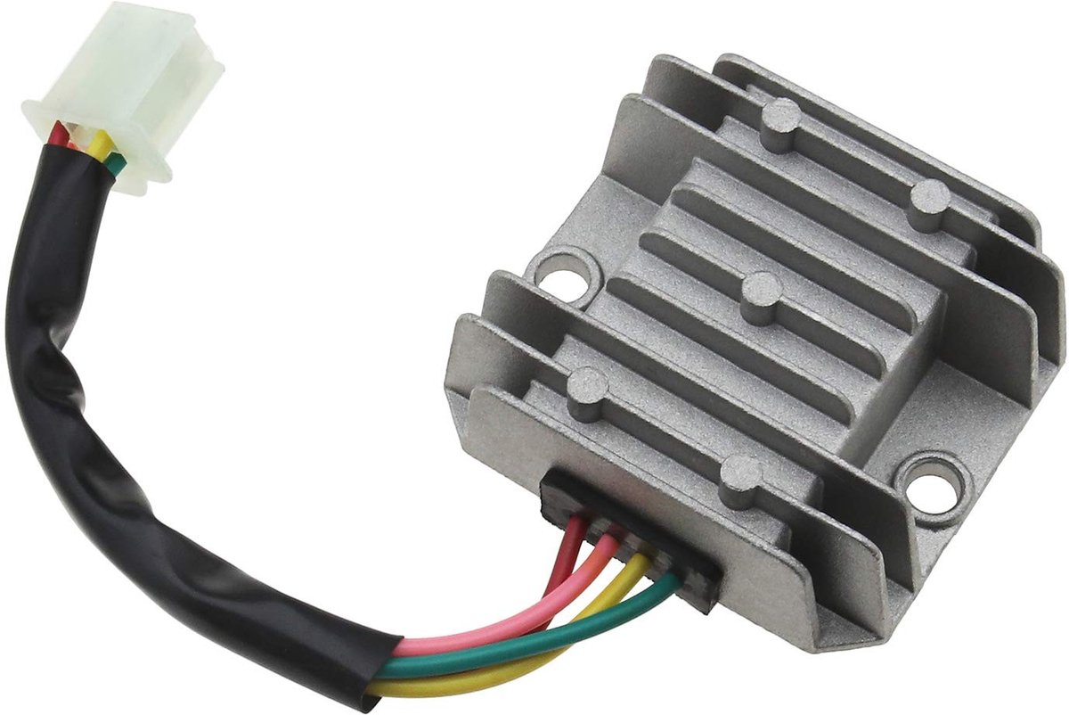 Allecto - Universele spanningsregelaar - Off-Road Motorfiets - Zilver en zwart - 12V - Vervangend onderdeel - Geschikt voor CG125 150 200 250 CC