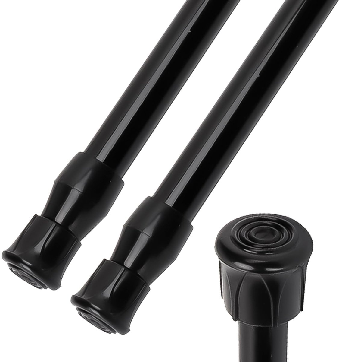 Verstelbare Gordijnroede van Zwart Koolstofstaal - Telescoop Tension Rod voor Badkamer, Keuken, Balkon (25-40cm)