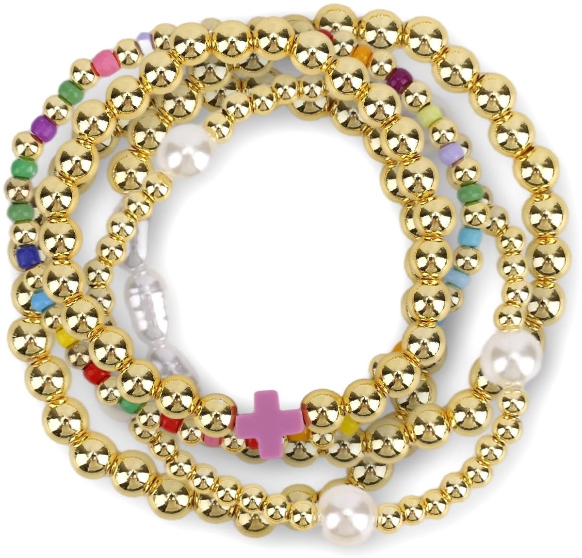 Allecto - Kralenarmbanden - 5-delige set - Stijlvolle Stapelbare Sieraden - Voor Vrouwen - Elegante uitstraling - Perfecte accessoire - Geschikt vo..