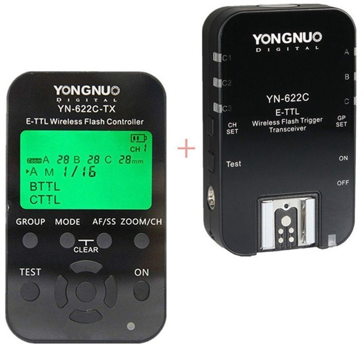 Yongnuo YN622C-KIT Wireless i-TTL Flits Trigger Kit voor Canon met LED Scherm