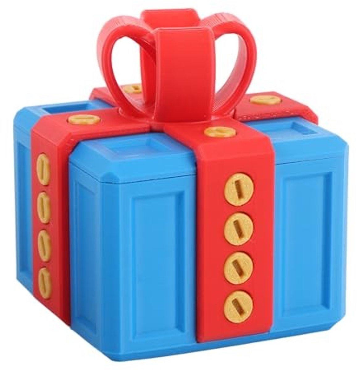 Vervelende Geschenkdoos met Schroeven - Uniek 3D-Design voor Speelgoed en Decoraties - Blauw