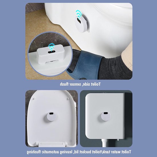 Automatische toiletspoeling met sensor, oplaadbare inductietoiletspoeler voor badkamer en hotelgebruik van Merkloos — afbeelding 3