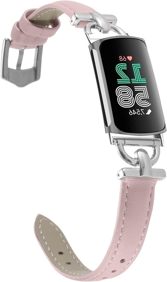 Zachte leren vervangband voor Fitbit Charge 6 en Charge 5, roze, duurzaam en stijlvol voor dames