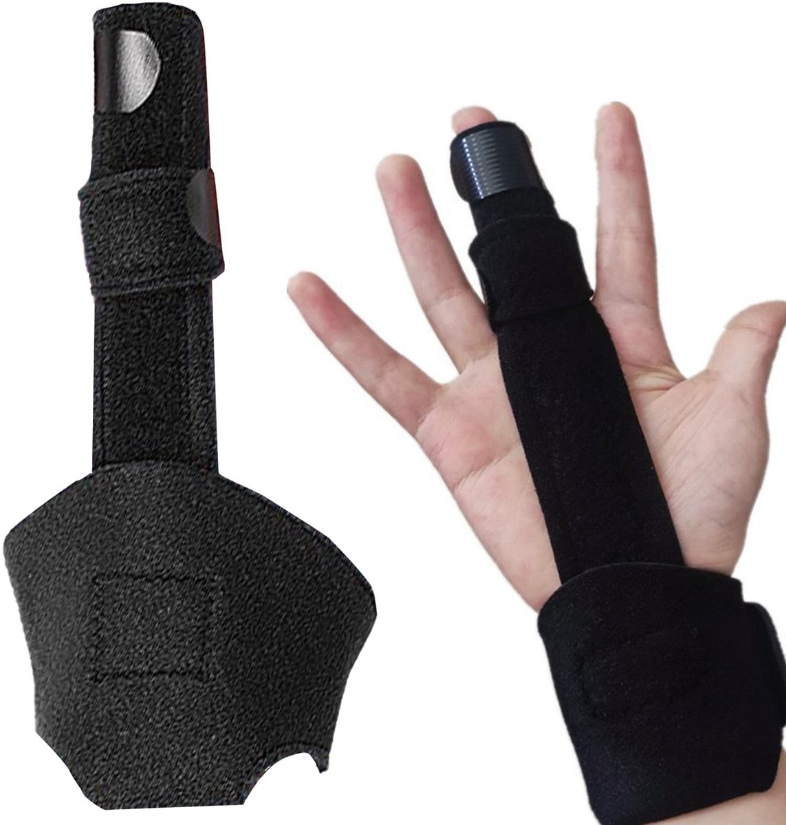 Allecto - Finger splint - Vingersteun voor index en middenvinger - Comfortabel en duurzaam - Zwart - Geschikt voor boxersfractuur en artritis - Ide...