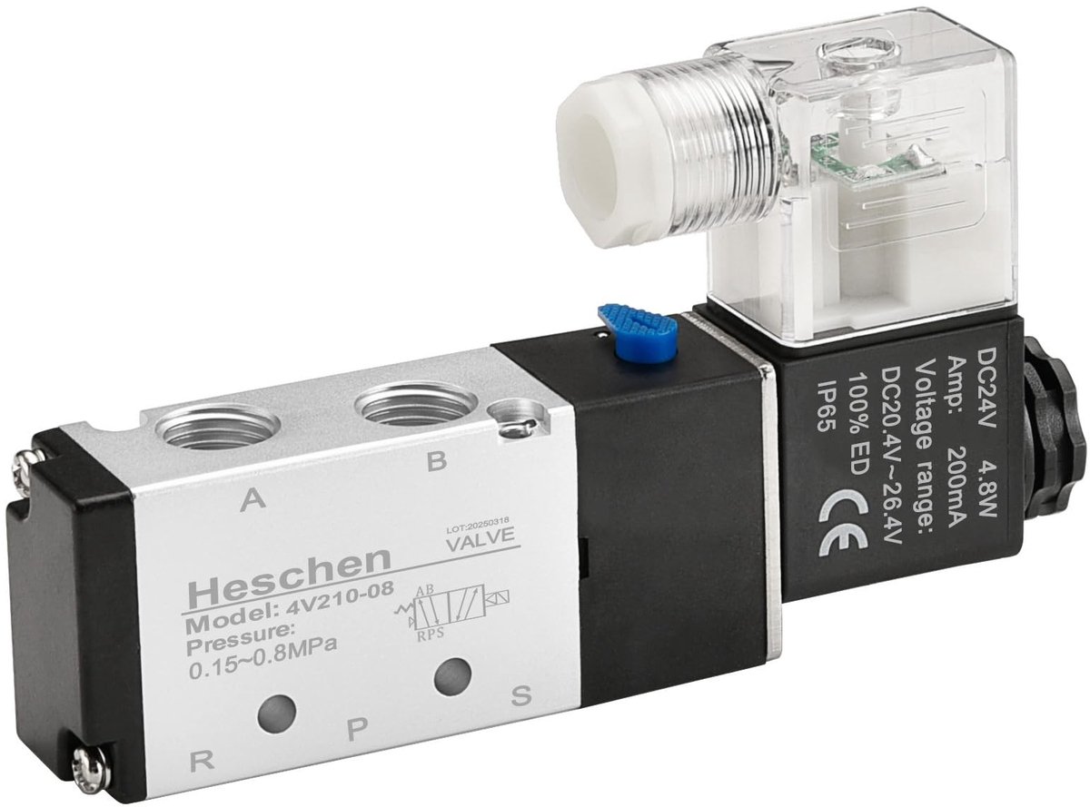 Store_9 - Pneumatische Solenoidklep - 5-Weg - Compacte Afmetingen - PT 1/4 - DC 24V - Voor Automatisering - Aluminium