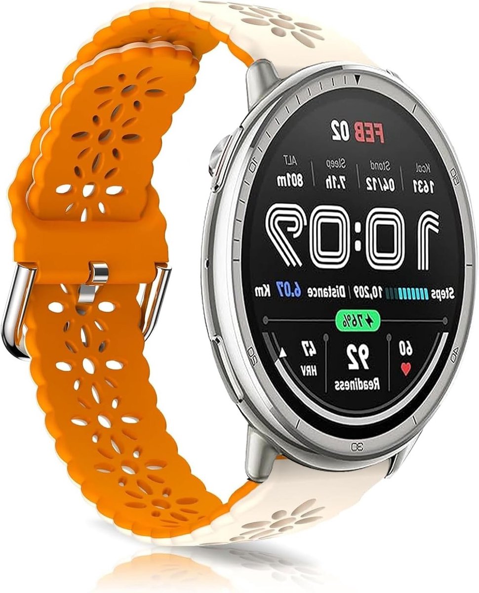 20mm Zachte Siliconen Vervangband voor Smartwatches, Geschikt voor GTR Mini, GTS 4, Bip 3 Pro, Ideaal voor Dames, Oranje Kleur, Comfortabele en Duurzame Band