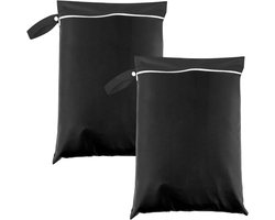 2 Stuks Waterdichte Waszakken voor Reizen, Grote Tas voor Vuile Was, Ideaal voor Zwemkleding en Sportactiviteiten 30 * 40cm (Zwart)
