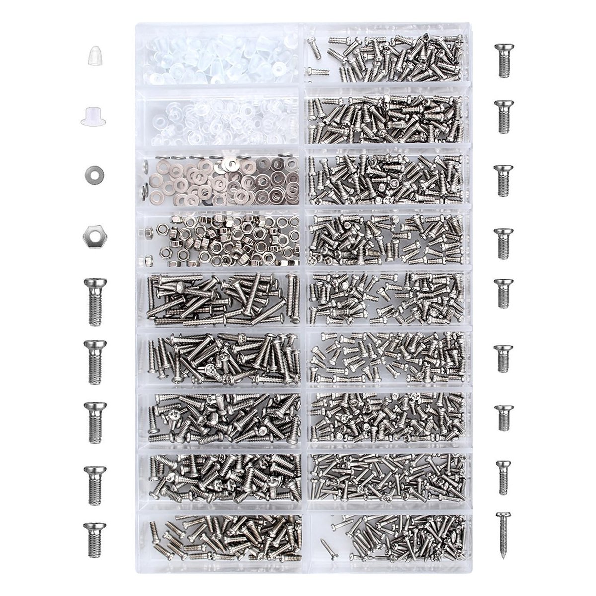 Allecto - 1000 Pieces Eyewear Repair Kit - Precisie Schroevendraaier - Sterk en Duurzaam - Zilver - Voor Oogglazen en Horloges - Inclusief Schroeve...