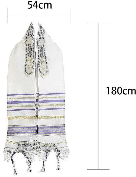 Allecto - Tallit gebedssjaal - Messiaanse christelijke sjaal - Paars - Joodse en christelijke symbolen - Geschikt voor iedereen - Unieke gebedserva... van Allecto — afbeelding 3