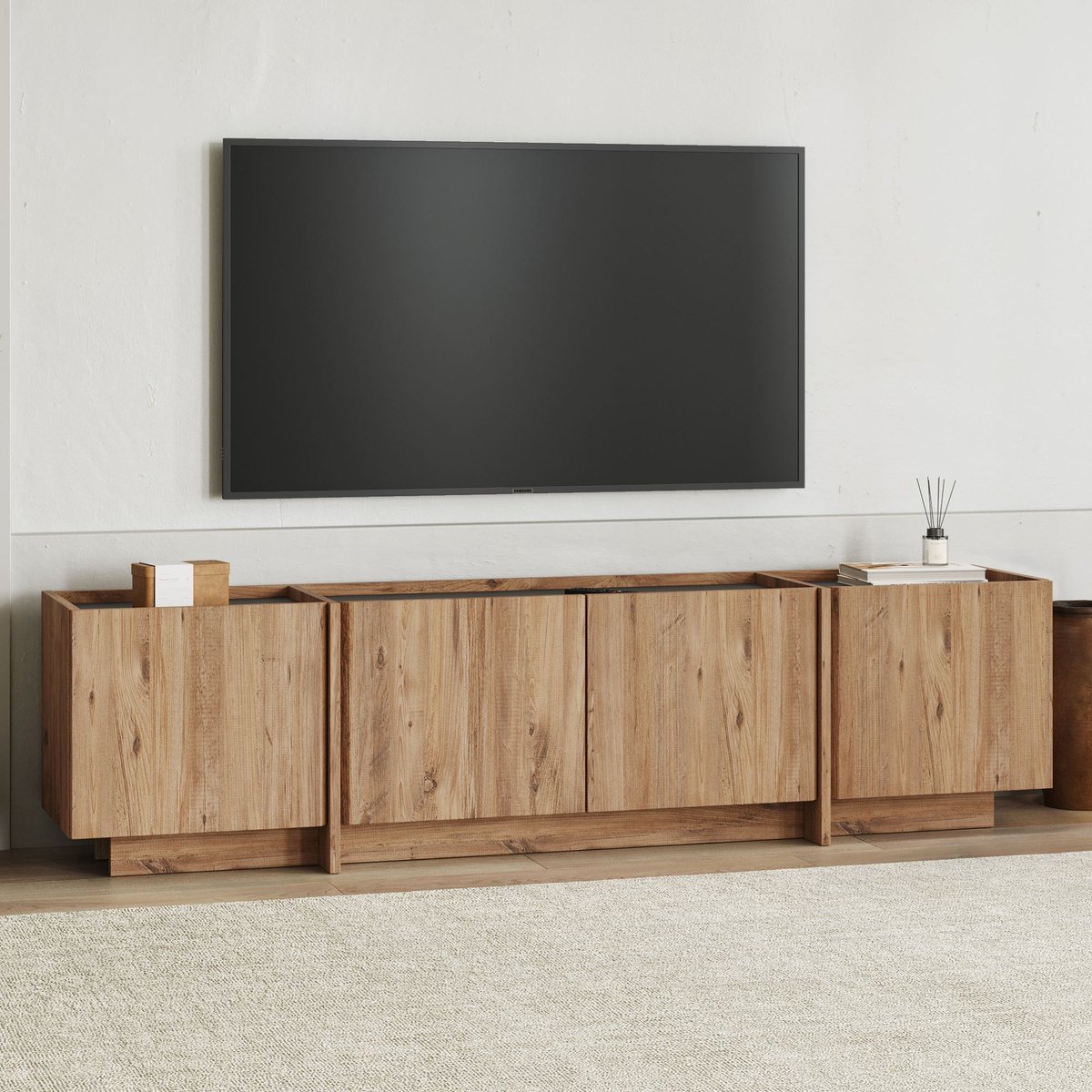 Asir - TV-standaard - Atlantische den, antraciet - 100% met melamine gecoat spaanplaat - 189 x 41,2 x 15 cm