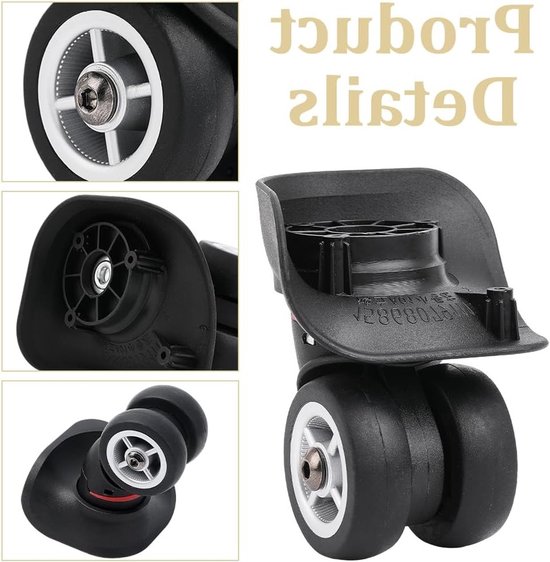Vervangende Luggage Wielen voor Koffers, Stille en Duurzame Spinner Wielen met Schroef, Ideaal voor DIY Koffer Reparatie en Onderhoud, Zwart van Merkloos — afbeelding 2