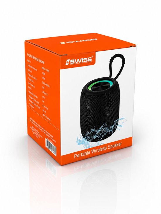 Bluetooth Speaker Draadloos Waterproof - Portable Wireless Speaker met RGB Verlichting, Extra Bass & Bluetooth 5.3 - SWISS — afbeelding 5