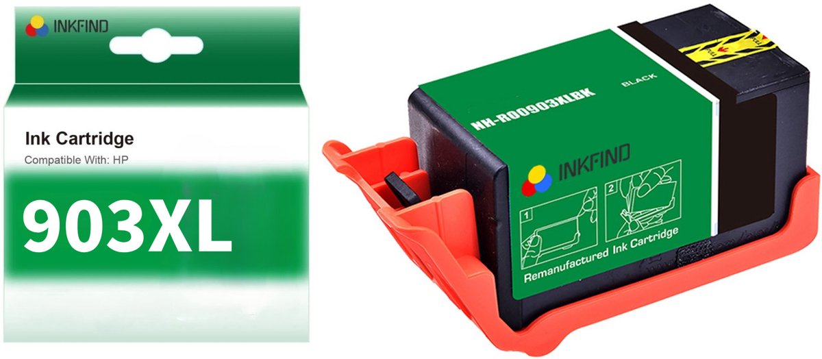 INKFIND 903XL Zwart Inktcartridge compatibel met HP903 HP 903 HP903XL HP 903XL 6ZC73AE T6M15AE voor HP OfficeJet 6950, 6860, 6960 HP OfficeJet Pro 6970 HP Officejet Pro 6951 Hoge Capaciteit - 1-pack Zwart