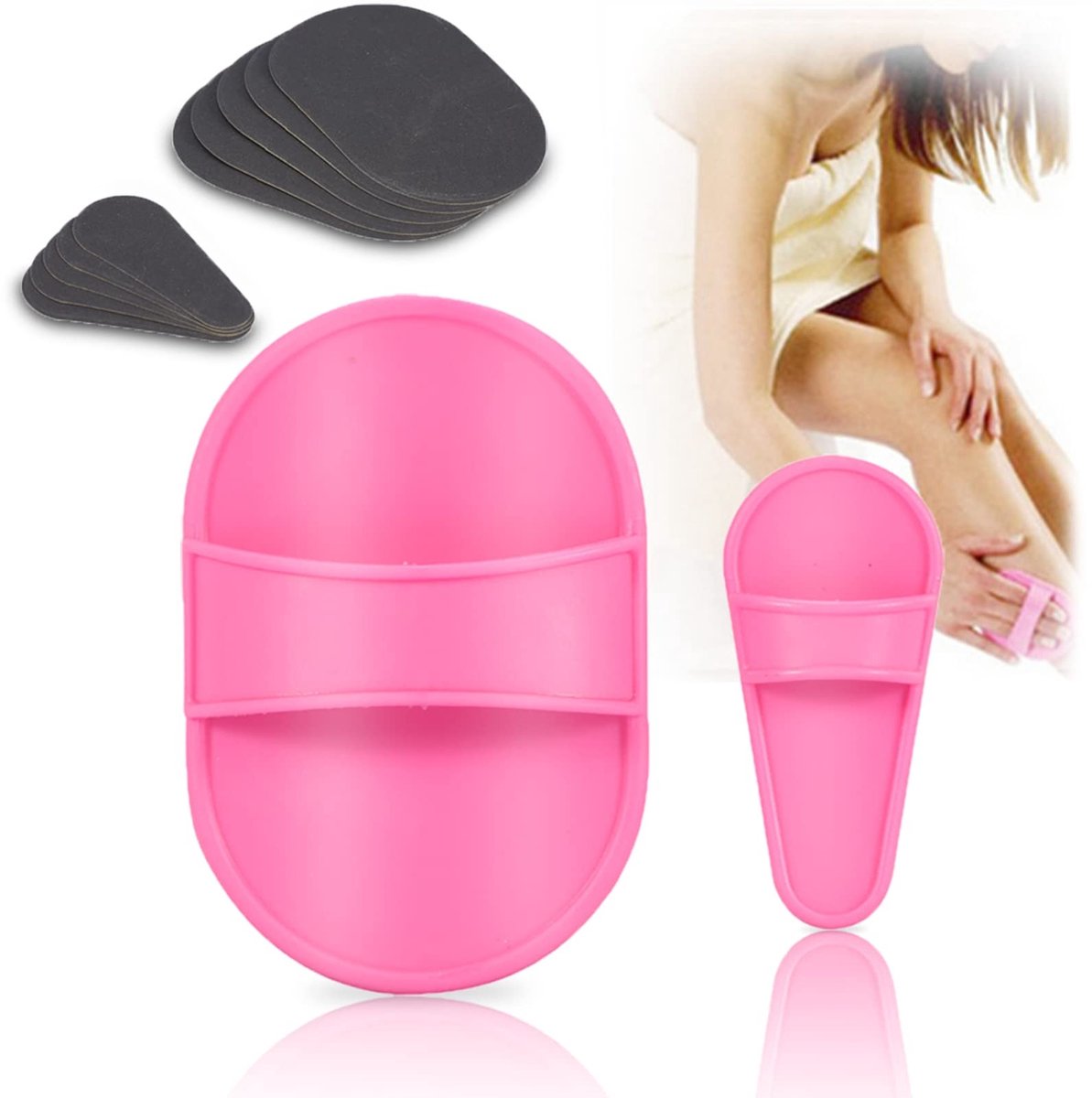 SPHProducts - Ontharingspads - Pijnloos Ontharen - Draagbaar Ontharingsapparaat - Exfoliërende Scrubpad - Geschikt voor Benen - Ontharingsgereedschapset