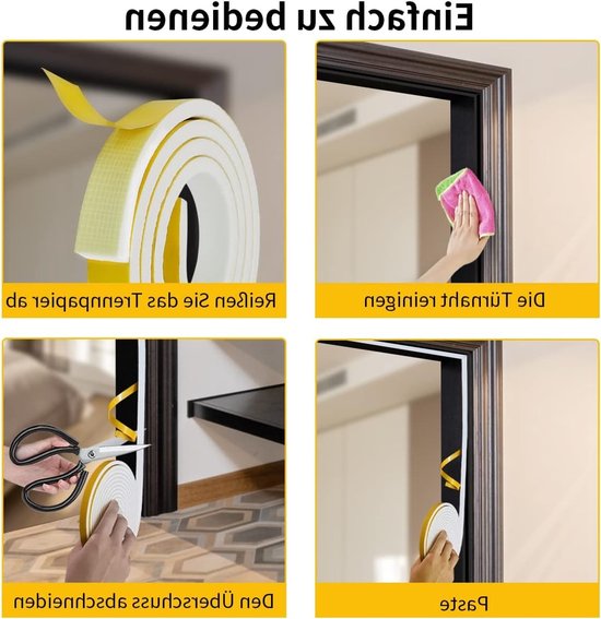 Dikke Zelfklevende Schuimstrip 12mm x 10mm voor Isolatie van Deuren en Ramen, Geluiddempende en Schokbestendige Weerstrip (2 m Lang, 2 Rollen) — afbeelding 4