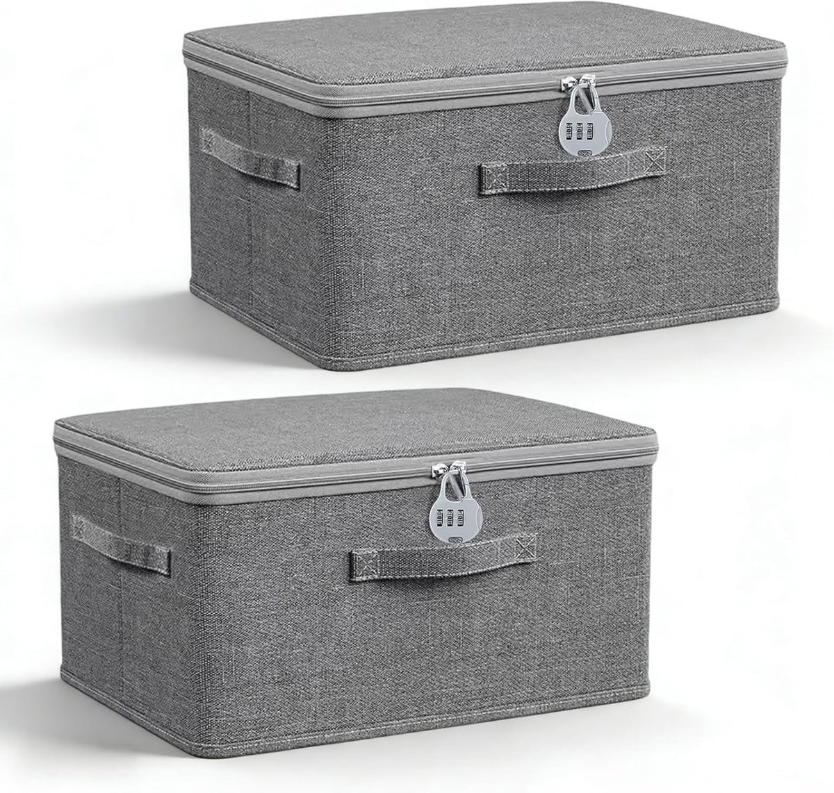 Opbergdozen met Deksel - 2 Stuks Vouwbare Textielboxen 32 x 24 x 18 cm, Veilig en Stapelbaar voor Kledingopslag en Bescherming