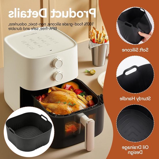 Set van 2 Siliconen Mallen voor Airfryer - Ideaal voor Bakken, Koken en Grillen, Geschikt voor 4.1L Modellen van Merkloos — afbeelding 2