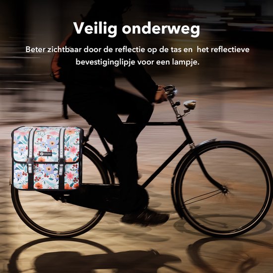Packaway Dubbele Fietstassen - Waterdichte Fietstassen Elektrische Fiets - 36 Liter Pastel Blossom — afbeelding 3