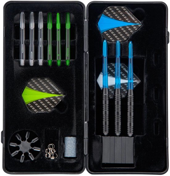 Longfield steel darts set - blackcoated in dartcase van Longfield — afbeelding 5