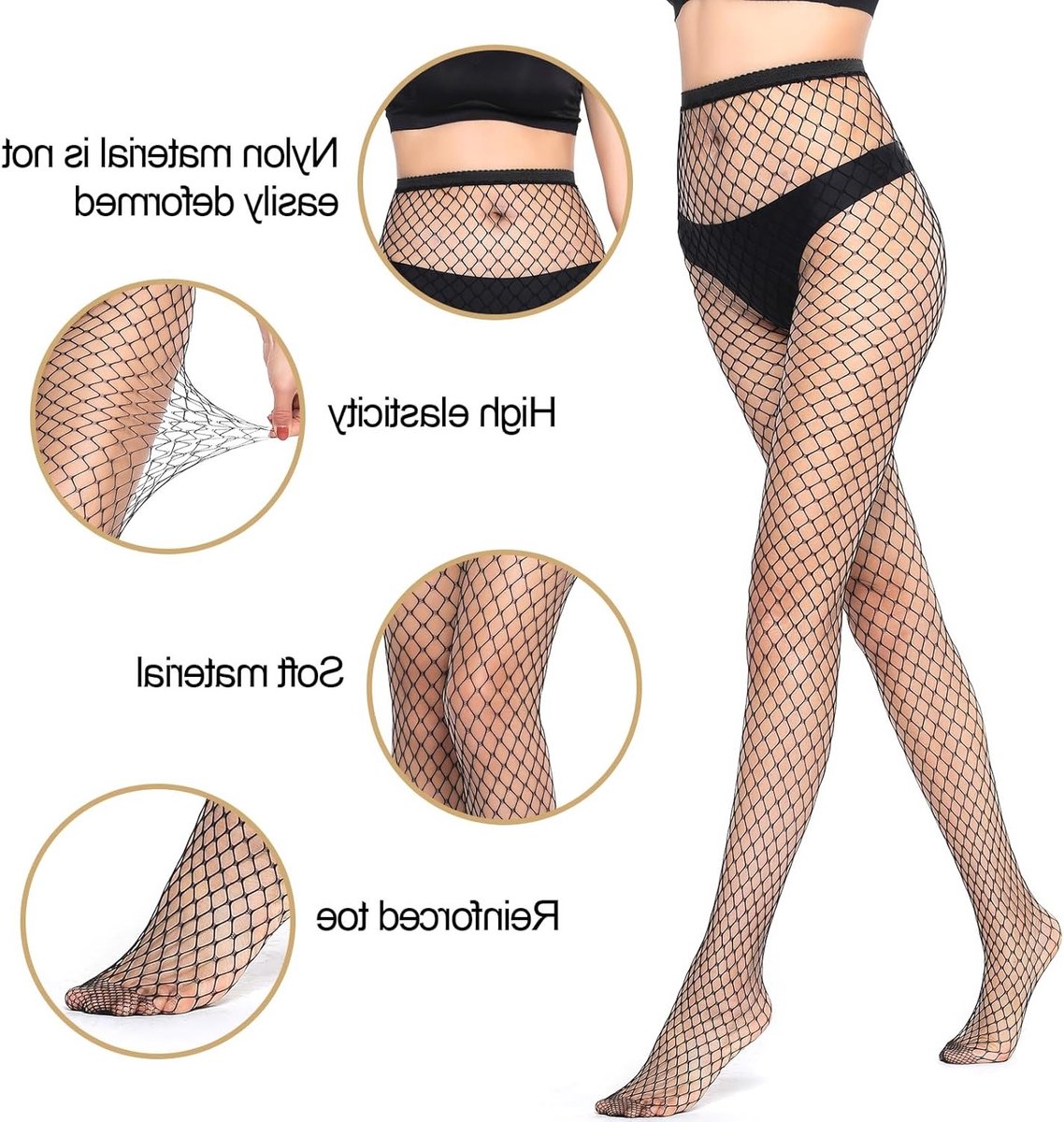 Zwarte Visnet Panty Set van 2 - Hoge Taille, Elastische en Sexy Damesmode Panty's voor Feest en Casual Gebruik