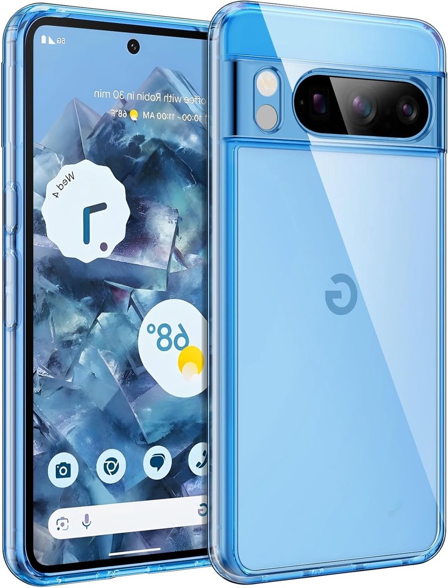 Beschermende Shockproof Hoes voor Google Pixel 8 Pro 6.7 Inch 2023, Anti-geelverkleuring, Krasbestendige Hard PC Achterkant in Bay Blue