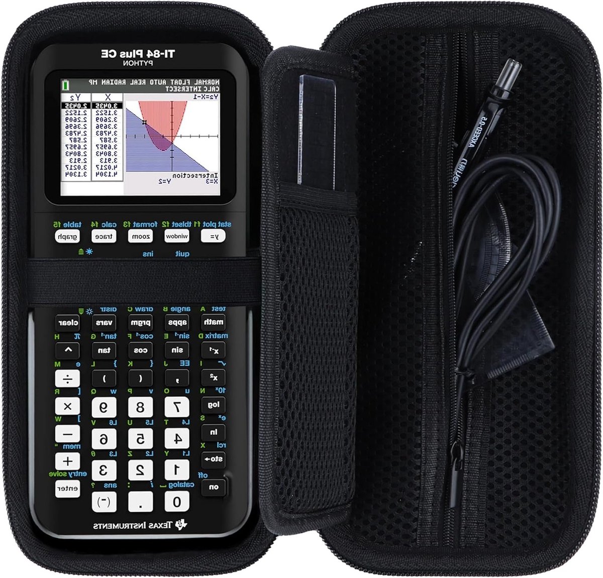 Duurzame hard case voor grafische rekenmachines zoals TI-84 Plus CE, TI-Nspire CX II en TI-83 Plus - Bescherming, Schokbestendig, Zwart