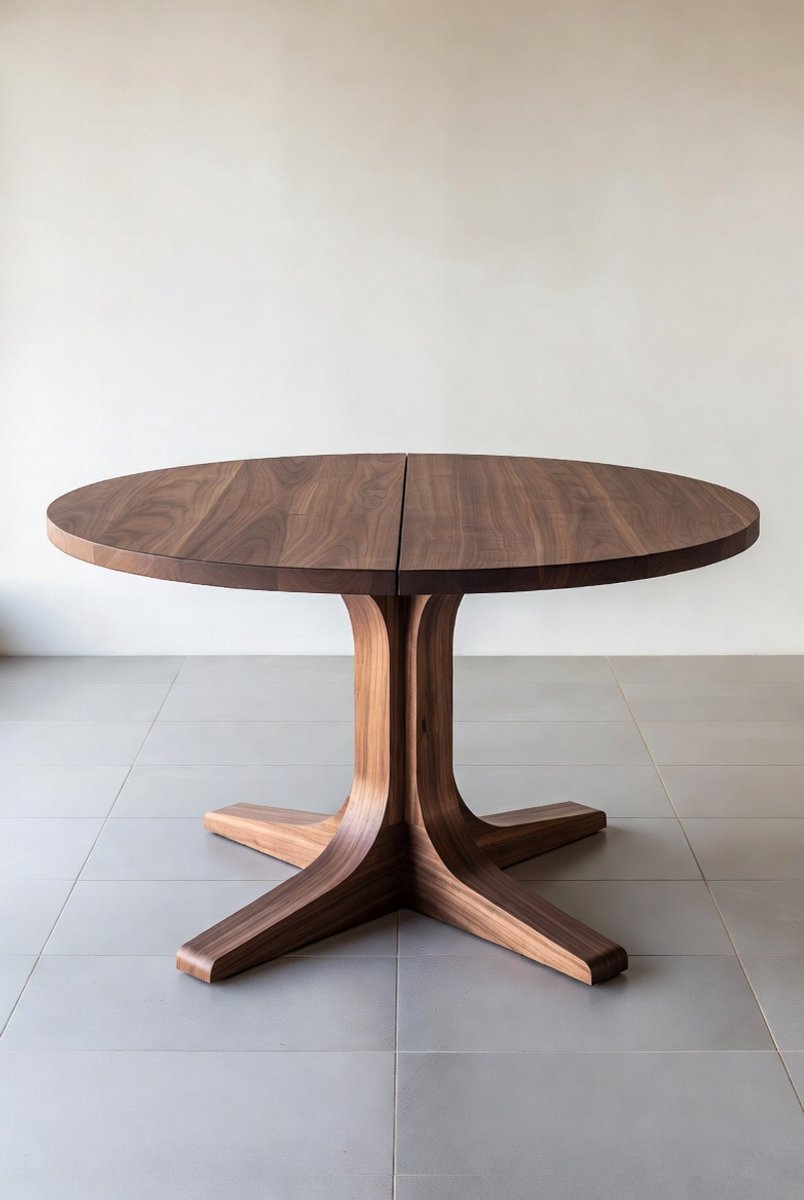 Uitschuifbare Ronde Eettafel 90–130 cm Walnoothout Modern Design voor 4 tot 6 Personen – Ganeey
