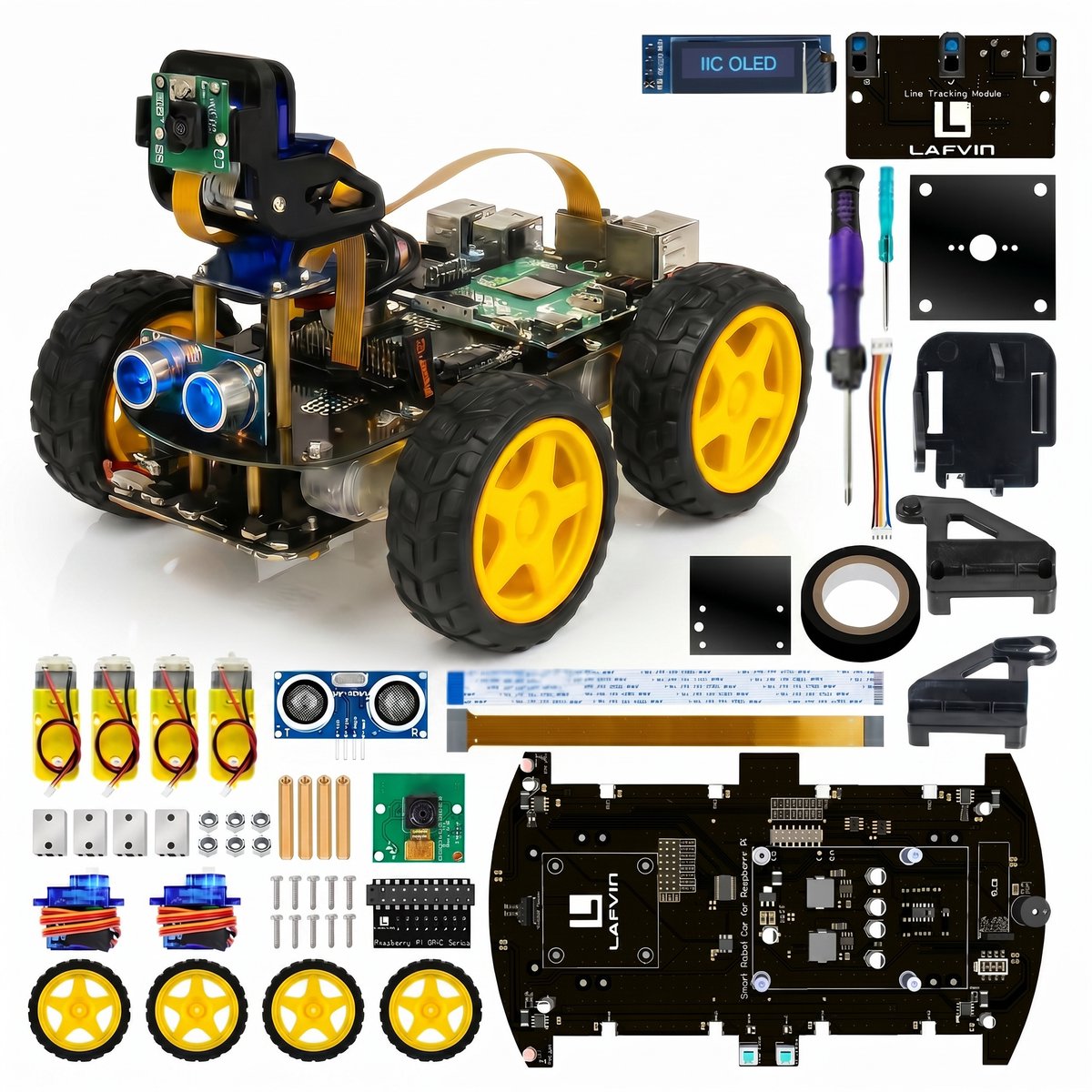 SyncGear 4WD Robot Bouwpakket - Programmeerbare Robot - DIY - Raspberry Pi - Python & Linux - Bluetooth & Camera