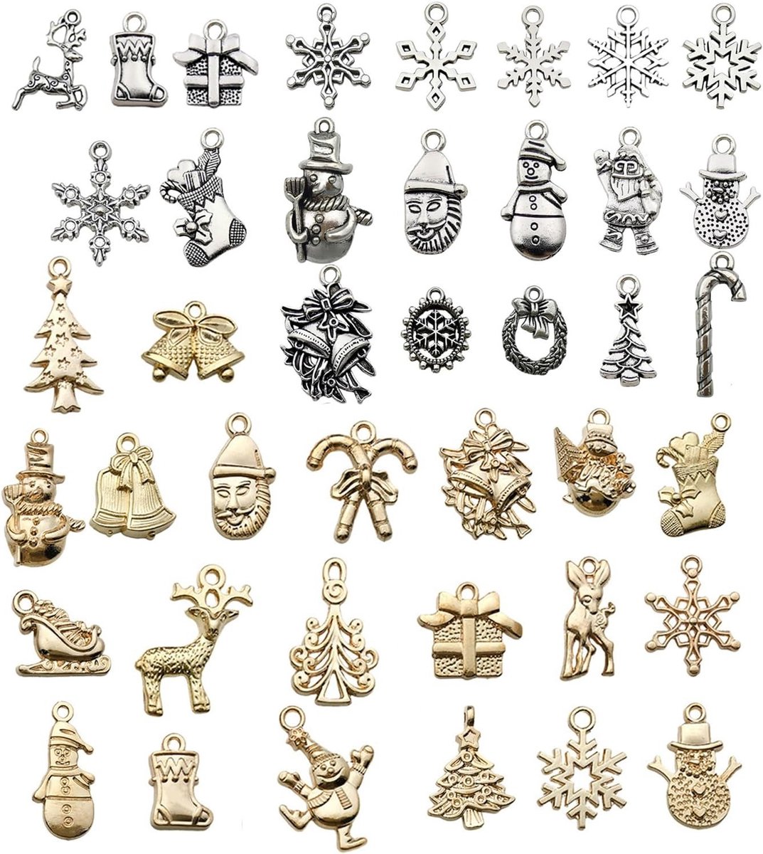 41-delige Kersthangertjes in Vintage Goud en Zilver, Sieraden voor Oorbellen, Kettingen en Armbanden, Creatieve Knutselprojecten