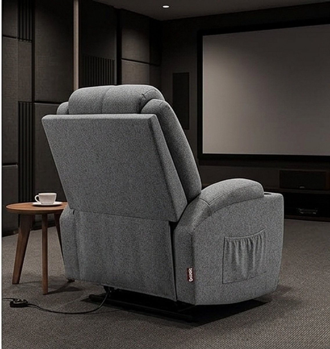 Elektrische Relaxfauteuil met Massage & Verwarming – Luxe TV Stoel met Verstelbare Rugleuning & Voetensteun – Ergonomische Massagestoel met Afstandsbediening voor Woonkamer – Grijs Stof | Ganeey