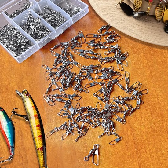 300-delige set met visschroeven en carabiners, inclusief sorteerdoos en 6 maten, visaccessoires voor optimale hengelsport — afbeelding 4