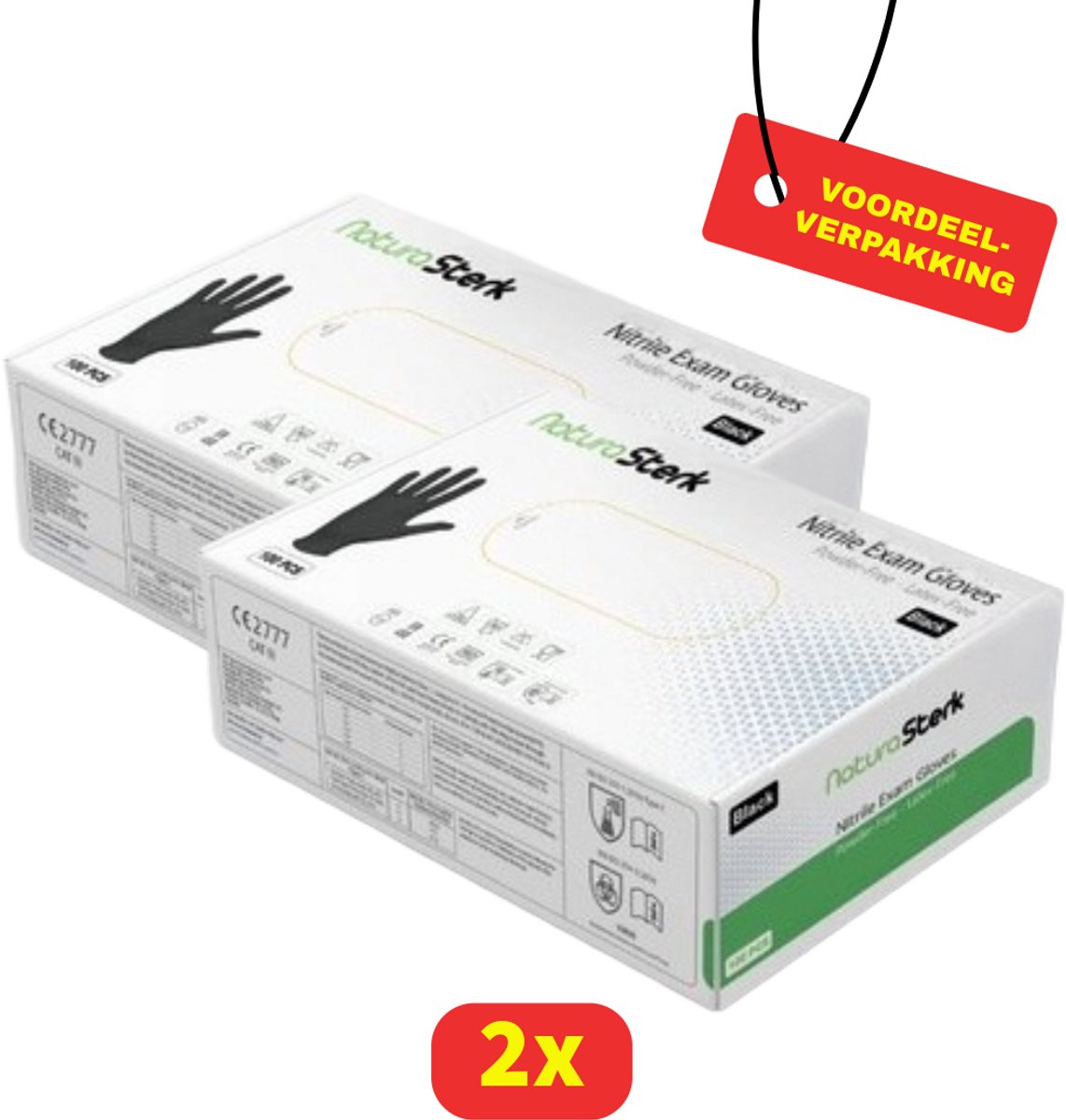 NaturaSterk - Wegwerp Handschoenen - Nitril Handschoenen Maat M - 2x 100 Stuks - Zwart