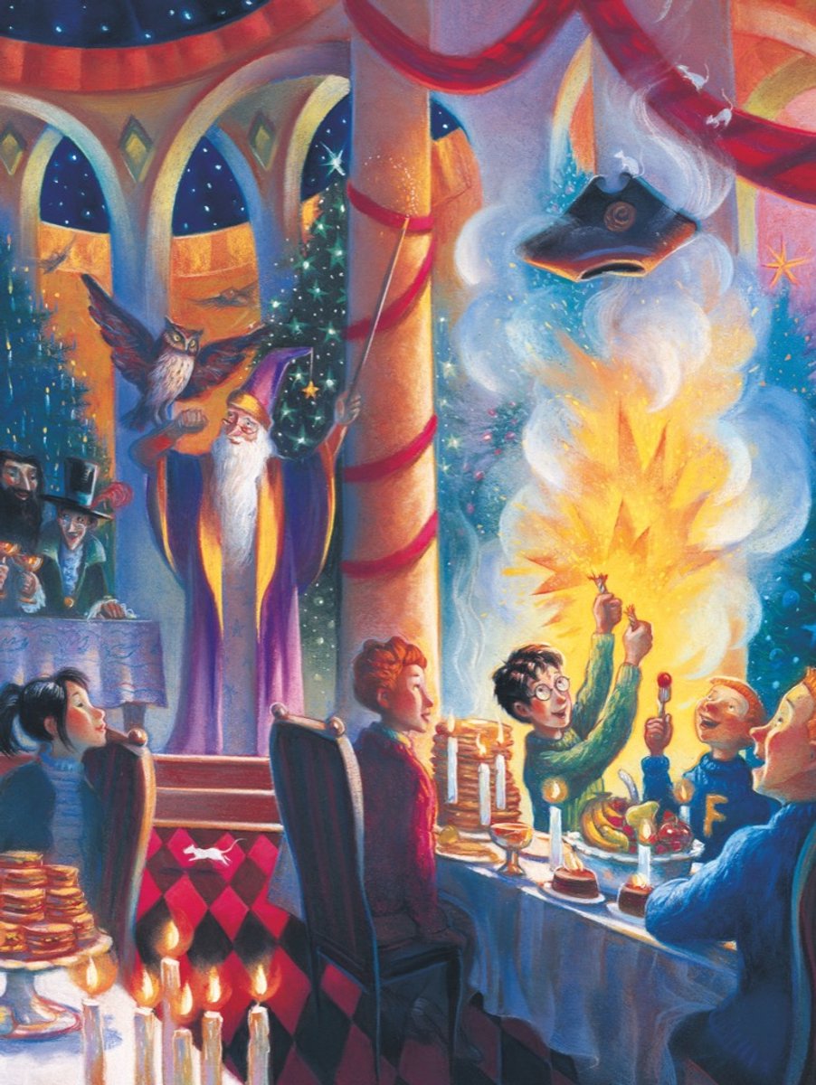 New York Puzzle Company Harry Potter legpuzzel kerst Zweinstein 1000 stukjes.