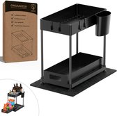 GEON - Organisateur d'armoire pour évier - Organisateur d'armoires de cuisine - Support d'évier - Organisateur de salle de bain - Antidérapant - Zwart