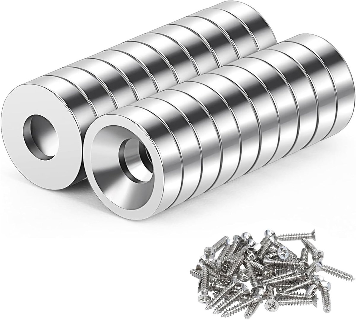 Extra sterke neodymium magneten met gat 10 x 3-3 mm - Grote ronde magneten voor keuken, kast en koelkast