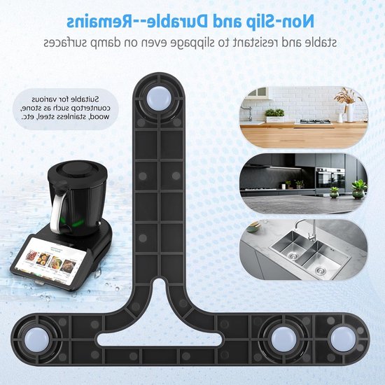 Sliding board voor keukenmachines, accessoires voor eenvoudige beweging, glijders met Teflon groeven, zwart, 30 x 23.9 x 1.7 cm, 80 g van Merkloos — afbeelding 4