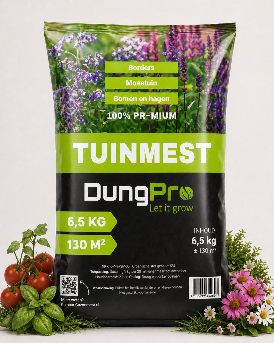 DungPro Organische Tuinmest 6,5kg – Geschikt voor 130 m² – V