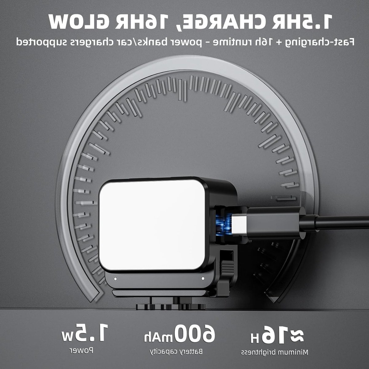 Compacte LED Verlichting voor Actiecamera's, Vlogging Accessoire voor OSMO Pocket 3 en GoPro, Ideaal voor Creatieve Opnamen en Nachtfotografie thumbnail 4