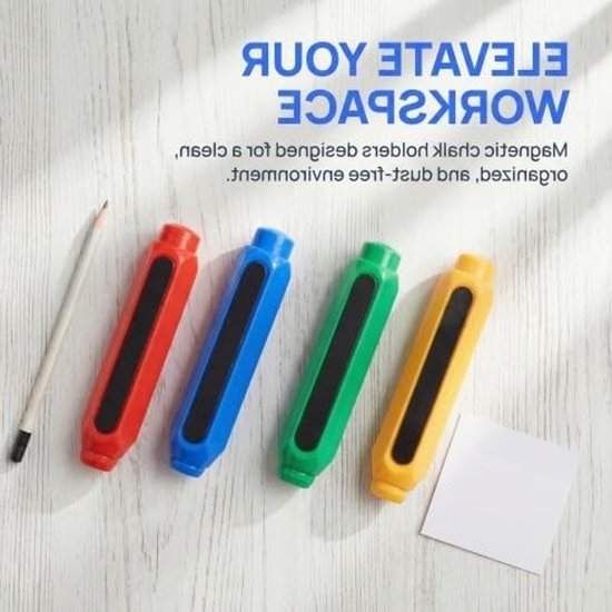 Magnetische Krijt Houders - Set van 4 Kleuren voor School, Kantoor en Thuisgebruik - Ideaal voor Krijtborden en Creatieve Projecten — afbeelding 2