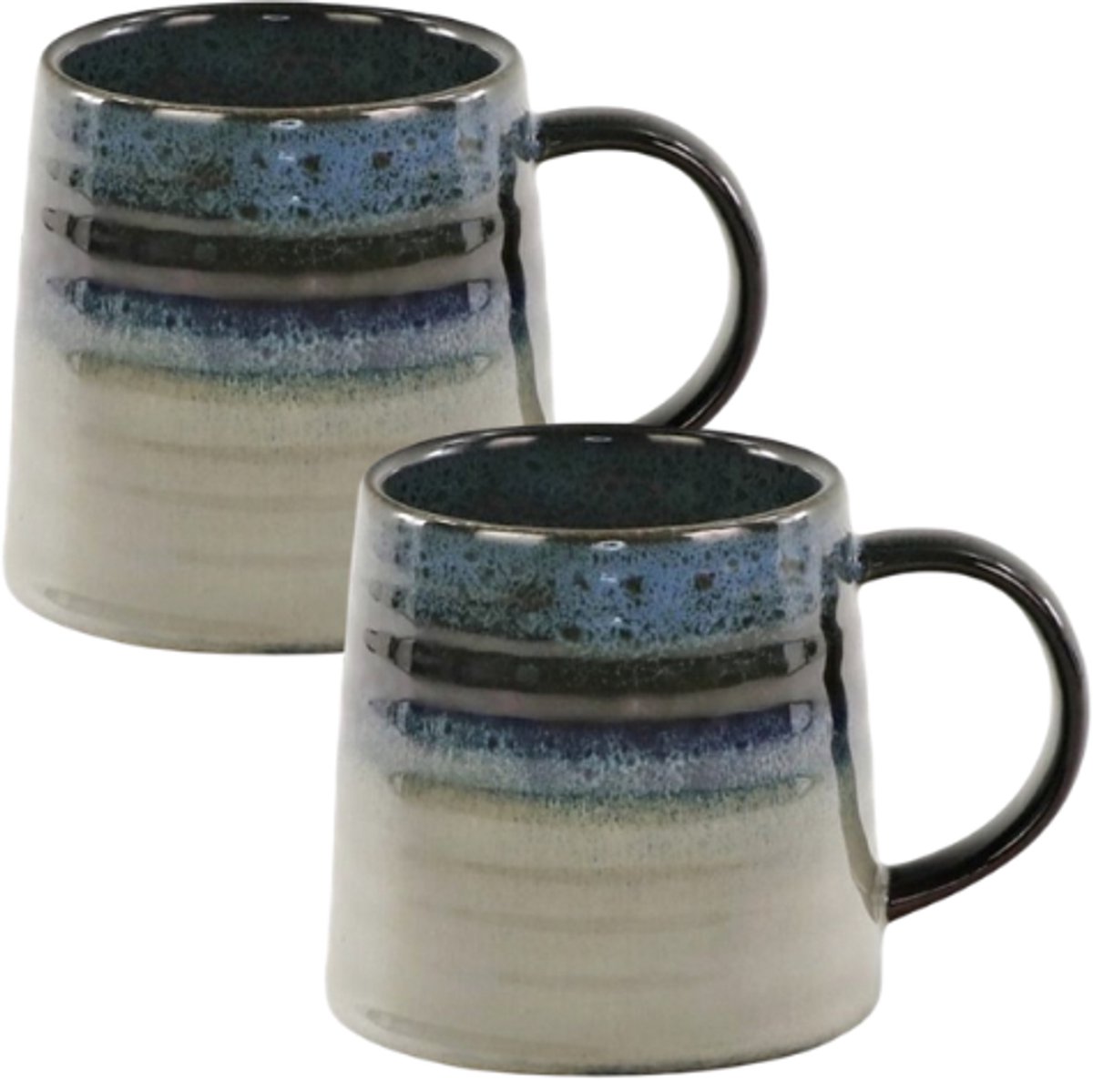 MPLCo - Ombres Mok - Koffiemok - Set van 2 - Theemok - Unieke Beker - Moderne Koffiebeker Servies - Vaatwasser & Magnetron Bestendig - 400ml - Ø10 x 10 cm - Navy blauw en Grijs
