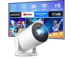 YOR® Draagbare beamer - Beamer - Projector - Mini Beamer - Wit - 10cm x 10cm x 16cm; 560 g