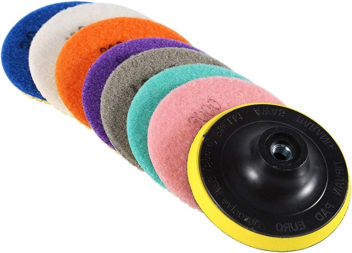 Set van 4 inch Diamant Polijstpads voor Graniet, Marmer en Beton - Nat en Droog Gebruik, Perfect voor Steenbewerking
