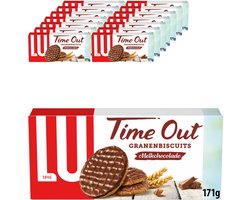 LU Time Out Granenbiscuits Koekjes Naturel met Chocolade - Doos 14 x 171g - Granen - Koek voor Onderweg - Koffie - Thee - Werk - Voorraad