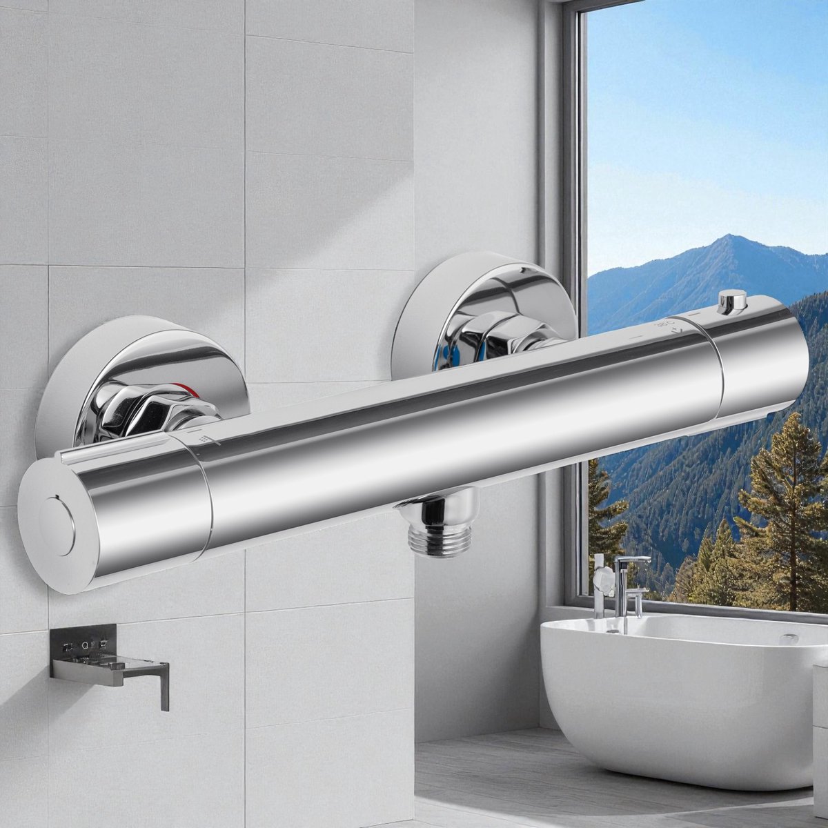 DERW Thermostatische Douchekraan - Hartafstand 15 CM - 38℃ Thermostatische - Inclusief koppelingen - Chroom