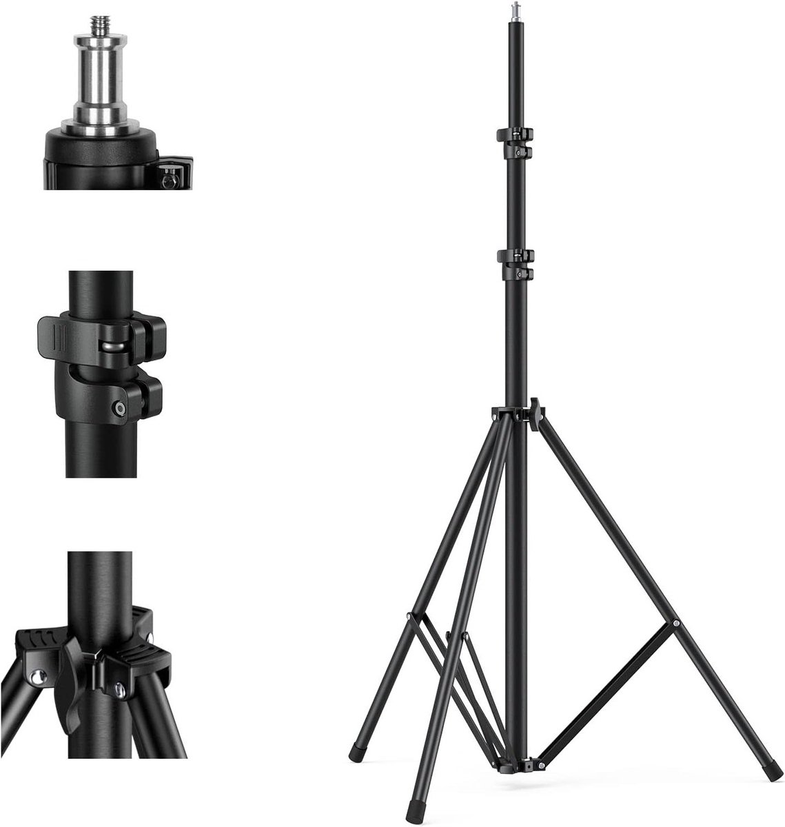 Lichtgewicht Aluminium Statief voor Fotografie tot 280 cm, Geschikt voor Softboxen, Studio Lampen en Reflectoren, Maximaal Belastbaar tot 8 kg