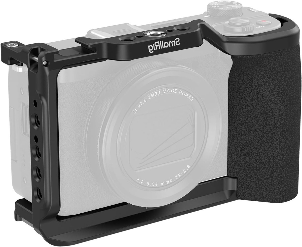 Camera Cage voor Canon PowerShot V1 met Ergonomische Grip, Snelle Bevestiging en Meerdere Bevestigingspunten voor Accessoires