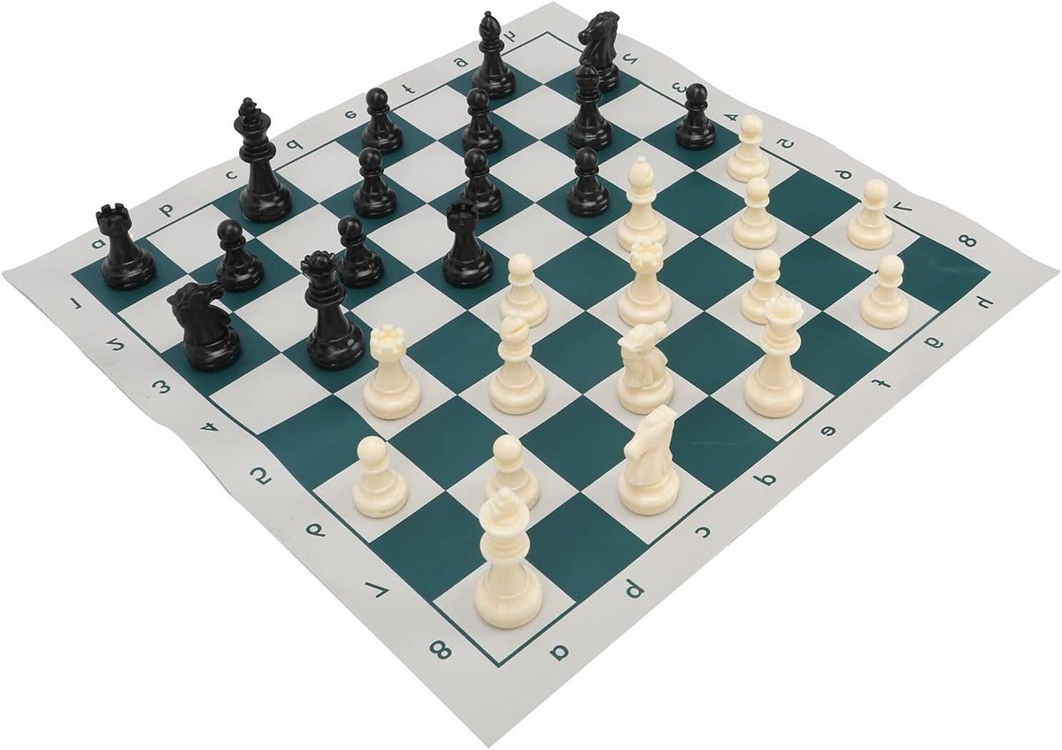 Magnetisch Schaakspel - Reis Schaakset - Vaardigheden Ontwikkelen - Opvouwbaar Bord - 34 x 34 cm - Groen Wit