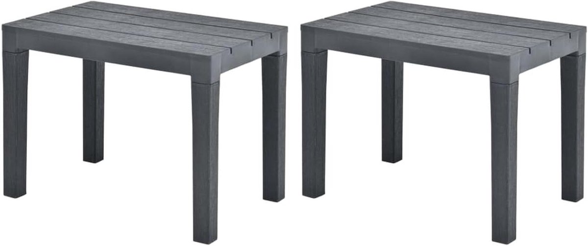 Tuinbanken Kunststof - Buitenbanken Set - Buiten Zitten - Onderhoudsarm Weerbestendig - 2 stuks - Antracietgrijs